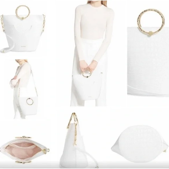 Ted Baker White Croc-Embossed Tote Bag with Gold Accents - Picture 2 of 16